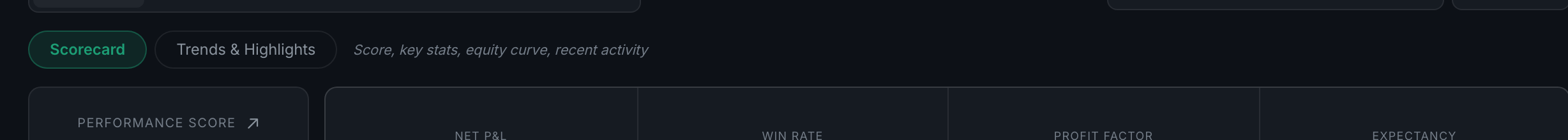 the Overview tab's two sub-pages, with the hint line under them