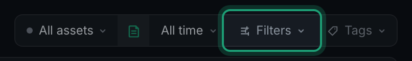 the Filters button highlighted in the filter bar