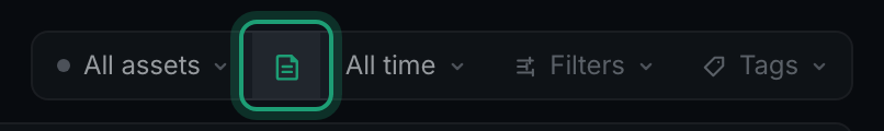 the unlabelled day-grouping toggle highlighted between the Asset and Time buttons