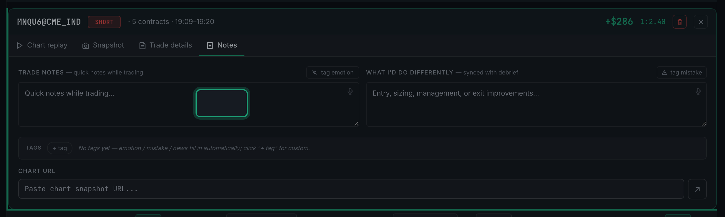 the Notes tab selected in the detail panel