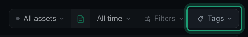 the Tags button highlighted at the right of the filter bar