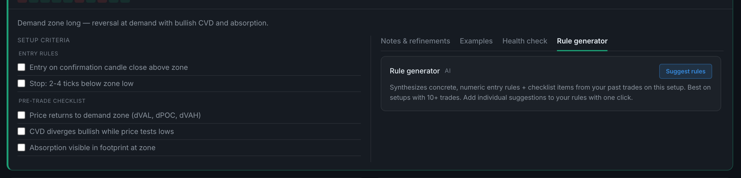 the Rule generator tab, with its Suggest rules button