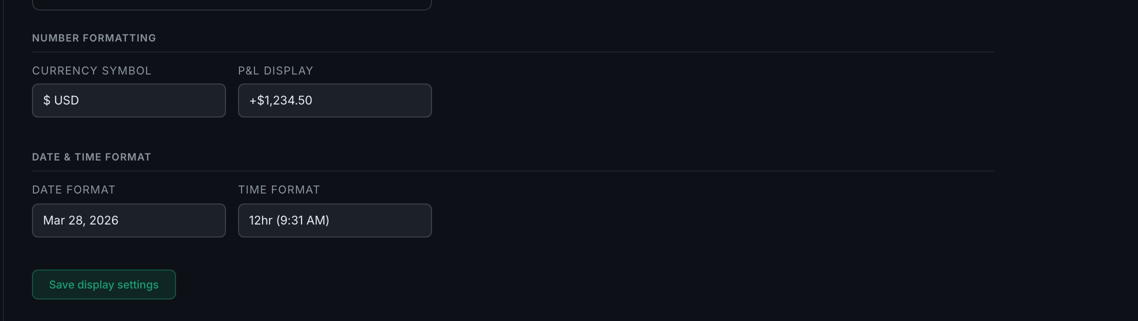 the Number formatting and Date & time format blocks with their example-based options