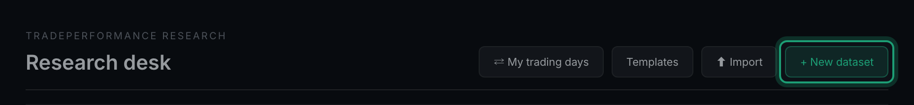 the + New dataset button in the desk header