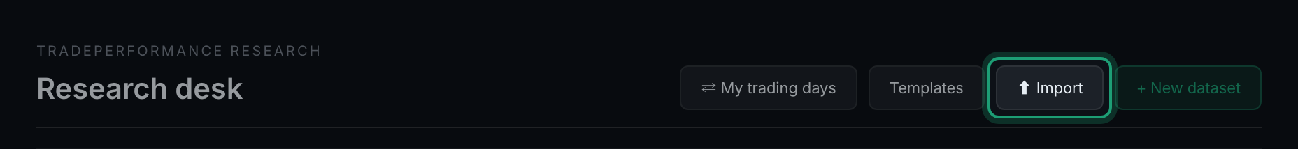 the ⬆ Import button in the desk header